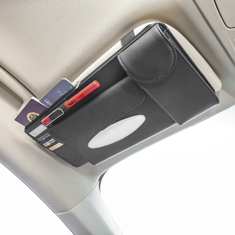 Car Tissue Box Multifunctional Hanging Sun Visor Glasses Card Holder