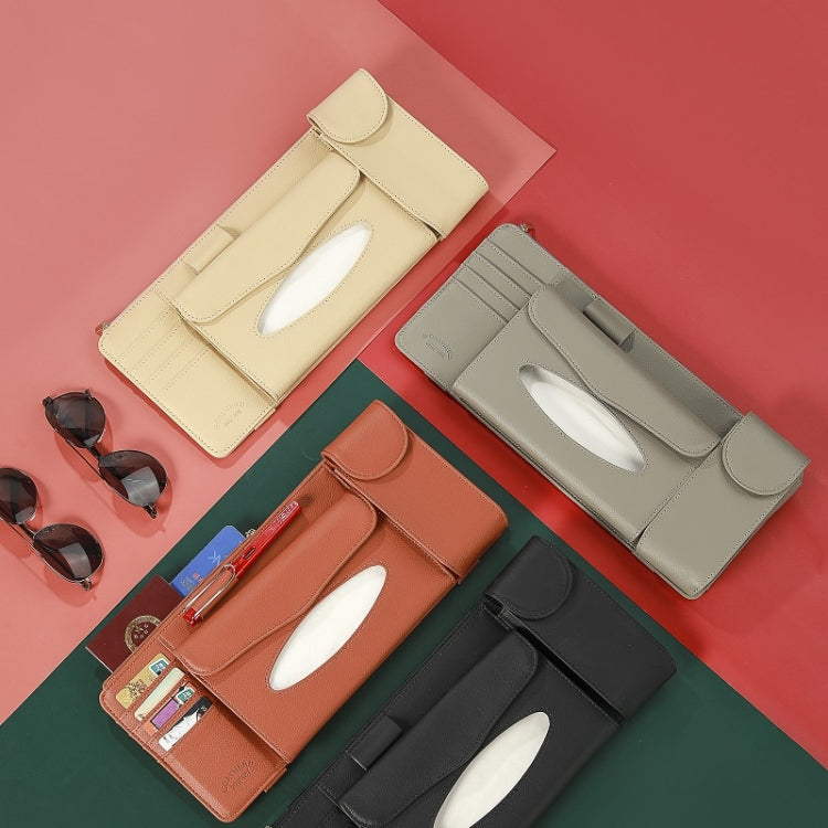 Car Tissue Box Multifunctional Hanging Sun Visor Glasses Card Holder