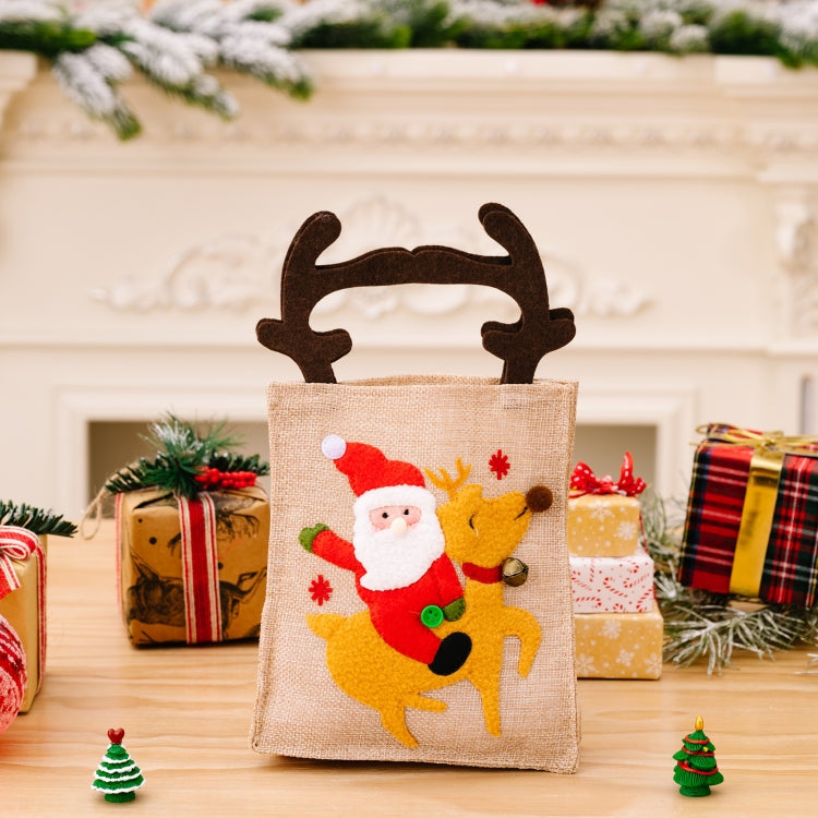 Christmas Decoration Riding Deer Tote Bag Kids Candy Cartoon Gift Bag