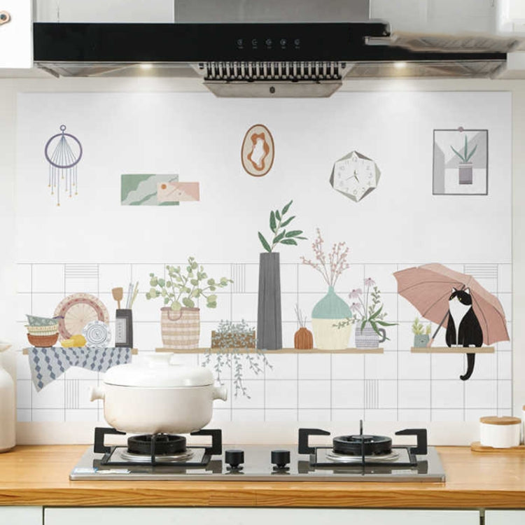 90x30cm Small Kitchen Stove Tile Oil Smoke Stickers  Waterproof And Anti Oil Stain Cartoon Wallpaper