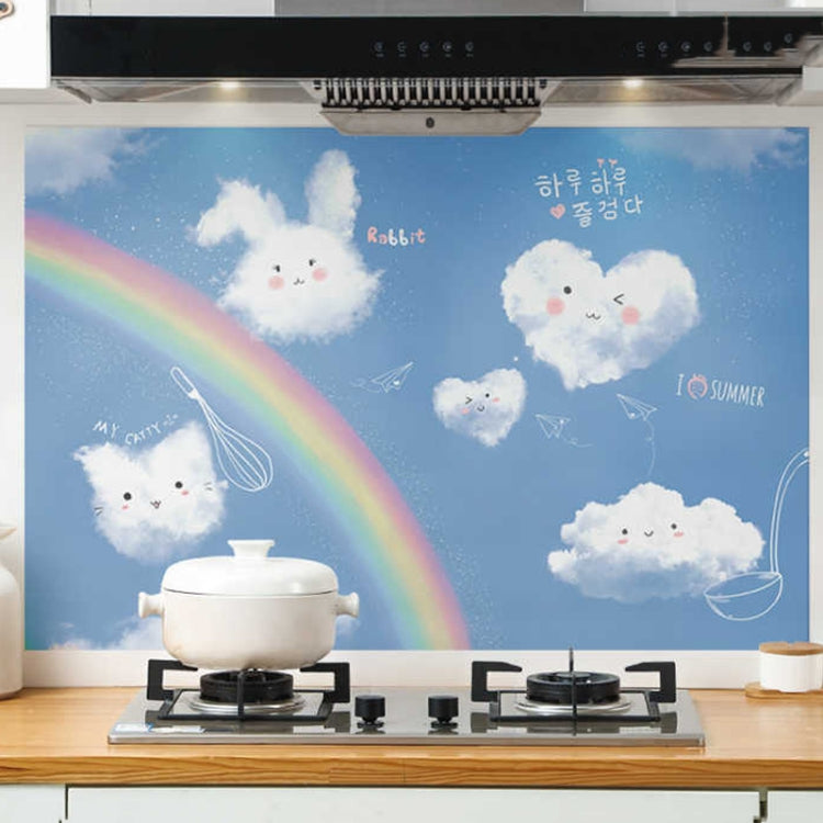 90x30cm Small Kitchen Stove Tile Oil Smoke Stickers  Waterproof And Anti Oil Stain Cartoon Wallpaper