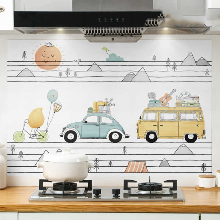 90x30cm Small Kitchen Stove Tile Oil Smoke Stickers  Waterproof And Anti Oil Stain Cartoon Wallpaper