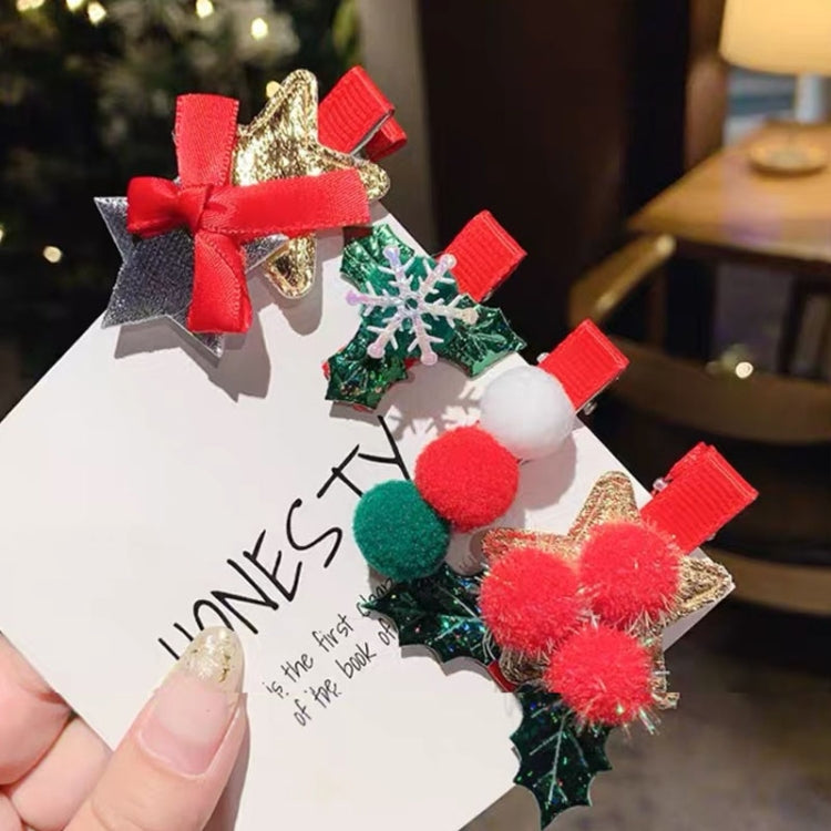 5pcs /Set Christmas Hairpin Set Snowman Bow Duckbill Clip Children Cute Hair Accessories