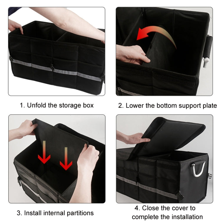 Car Trunk Storage Box Oxford Cloth Folding Organizer With Reflective Strips