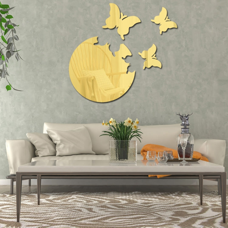 4pcs /Set DIY Acrylic Butterfly Mirror Waterproof Wall Stickers Dining Room Bedroom Decoration