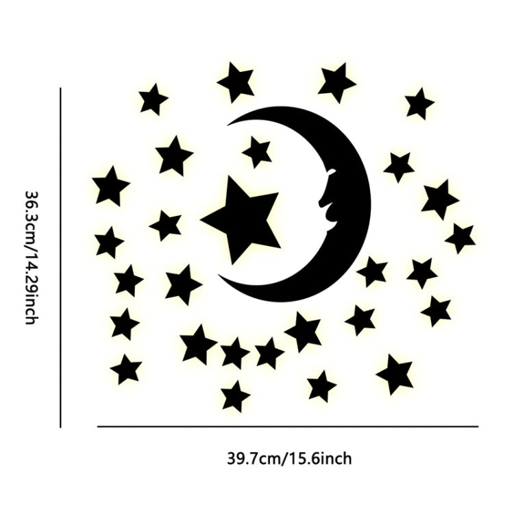 29pcs /Set Acrylic Stars And Moon Stereoscopic Mirror Wall Stickers Self-Adhesive Bedroom Background Wall Decoration