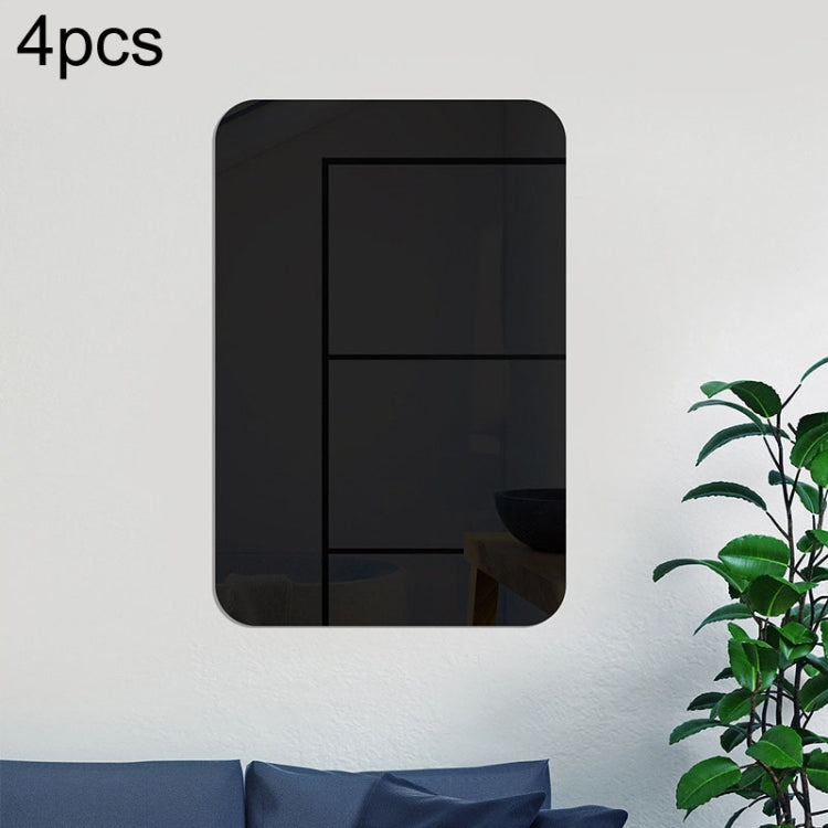 4pcs Round Corner Models Rectangle Acrylic Mirror Stereo Wall Stickers