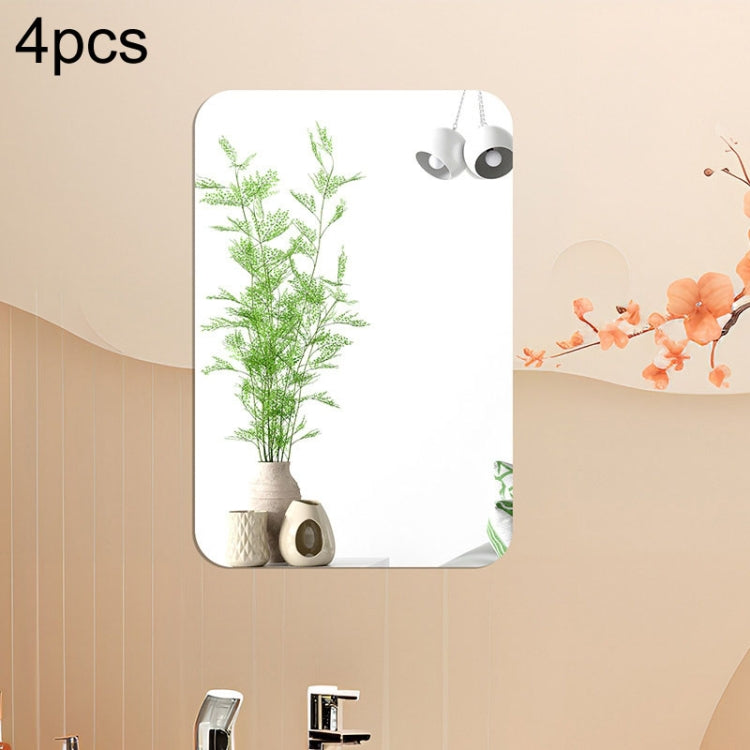 4pcs Round Corner Models Rectangle Acrylic Mirror Stereo Wall Stickers
