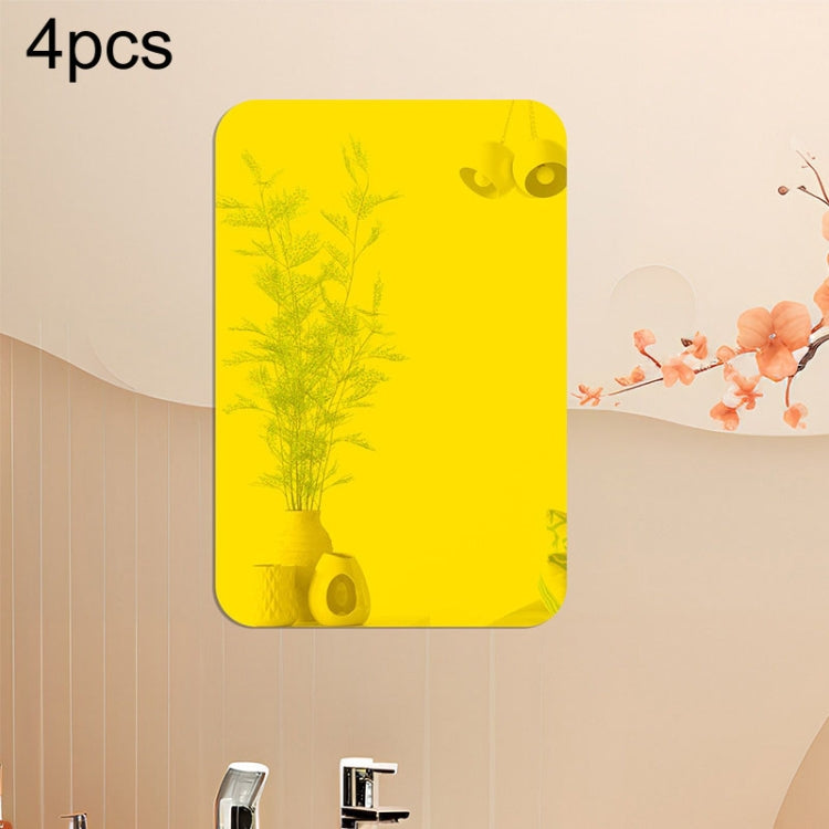 4pcs Round Corner Models Rectangle Acrylic Mirror Stereo Wall Stickers