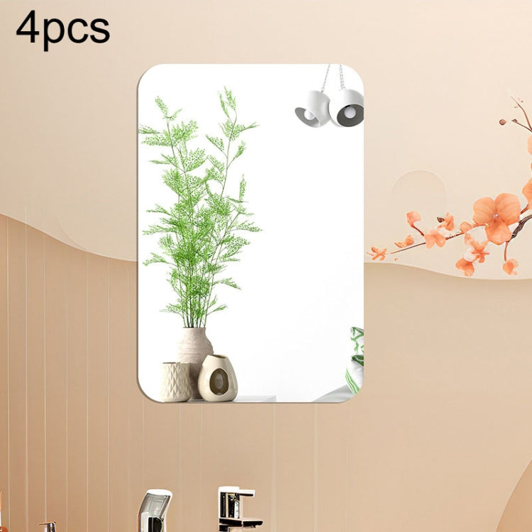 4pcs Round Corner Models Rectangle Acrylic Mirror Stereo Wall Stickers