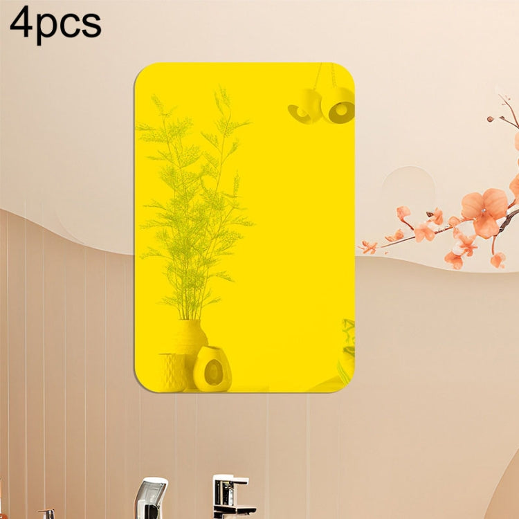 4pcs Round Corner Models Rectangle Acrylic Mirror Stereo Wall Stickers