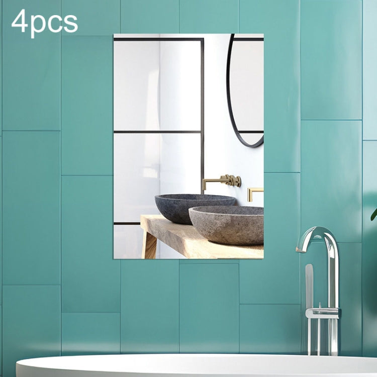 4-Piece Self-Adhesive Acrylic Mirror Wall Stickers in Right Angle Design