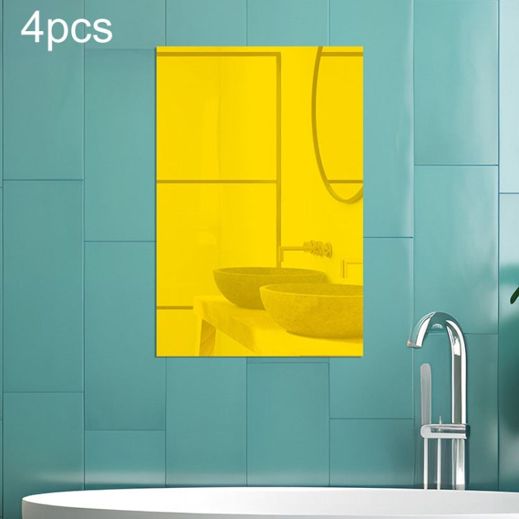 4-Piece Self-Adhesive Acrylic Mirror Wall Stickers in Right Angle Design