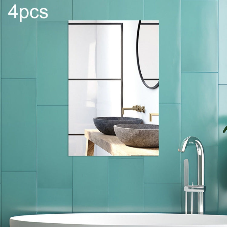 4-Piece Self-Adhesive Acrylic Mirror Wall Stickers in Right Angle Design