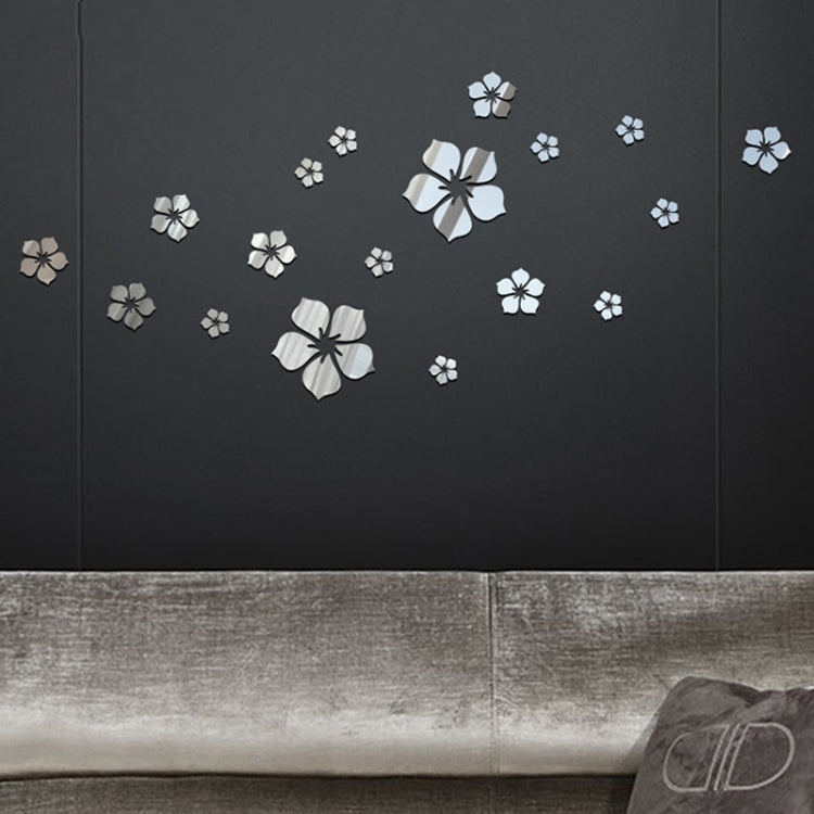 18pcs /Set Acrylic Cherry Blossom Mirror Wall Sticker Living Room Bedroom Background Wall Decoration