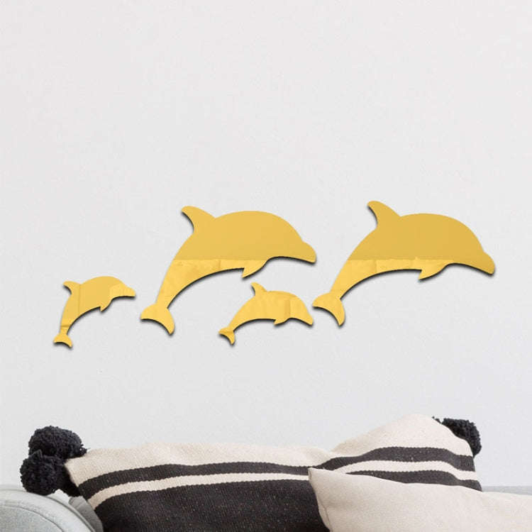 4pcs /Set Acrylic Dolphin Stereo Wall Stickers Home Wall Decoration