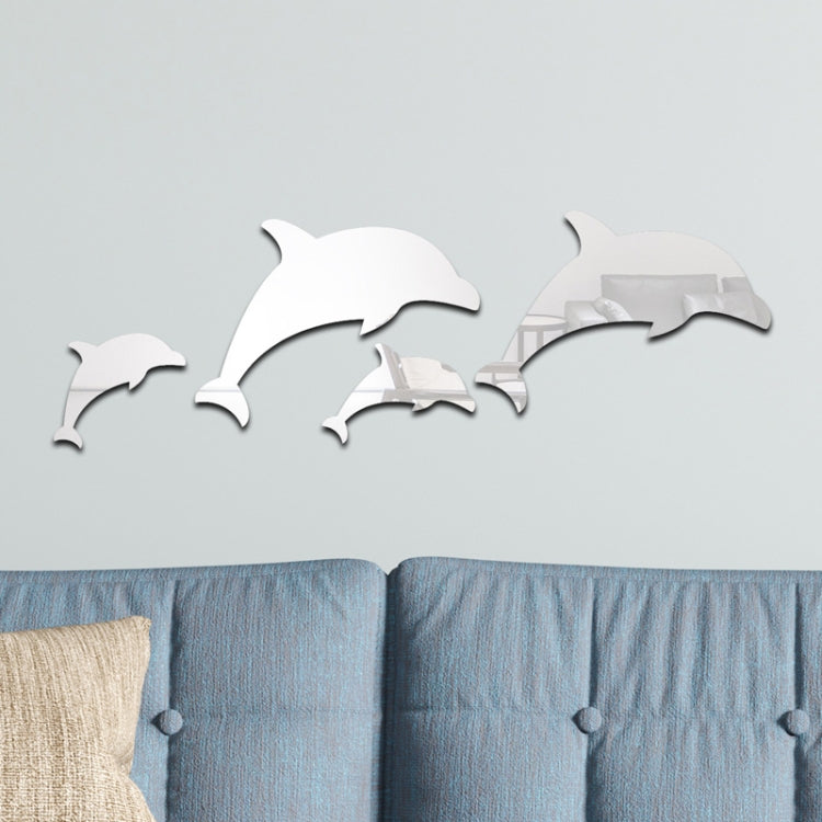 4pcs /Set Acrylic Dolphin Stereo Wall Stickers Home Wall Decoration
