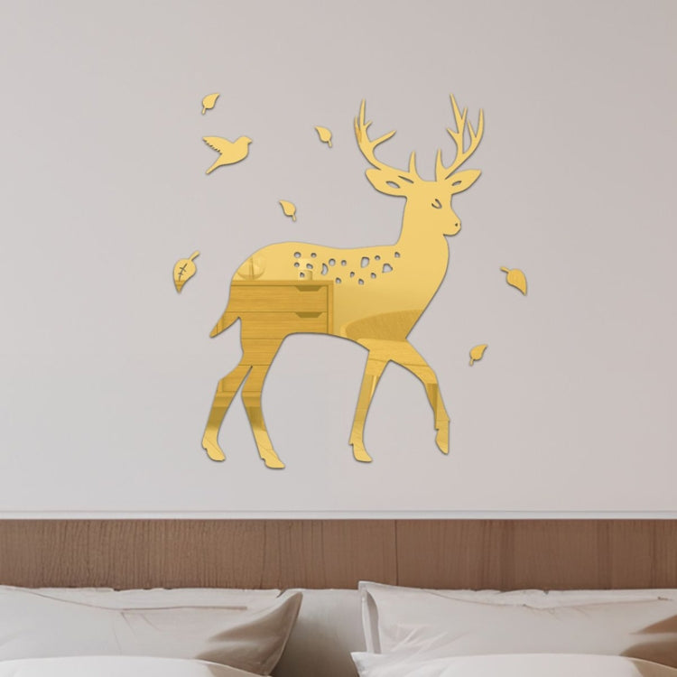 8pcs /Set Acrylic Deer Mirror Wall Stickers Home Background Decoration