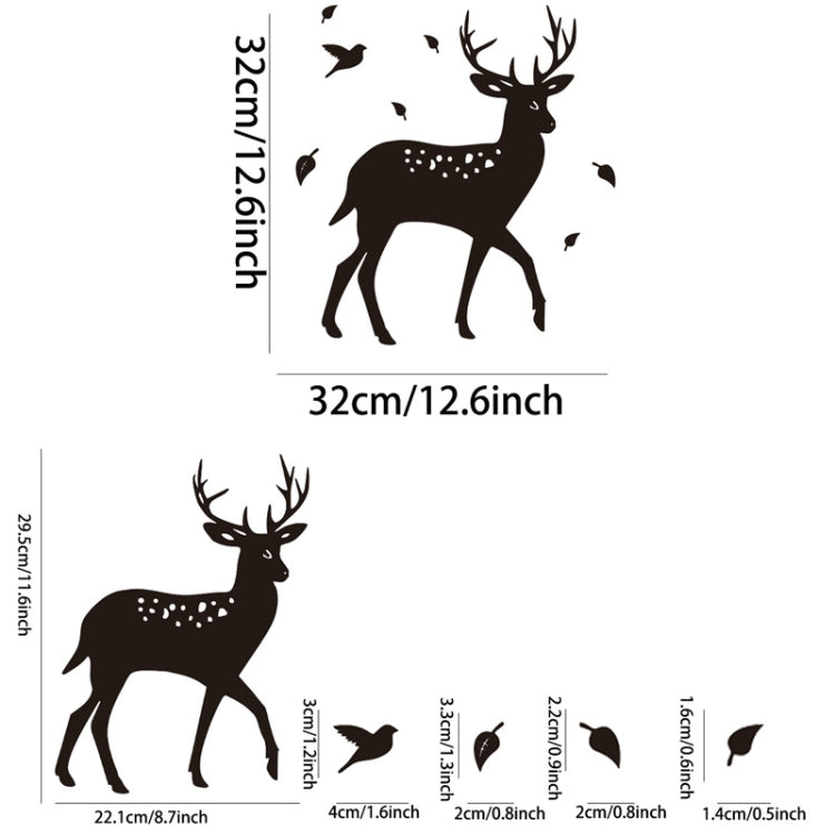 8pcs /Set Acrylic Deer Mirror Wall Stickers Home Background Decoration