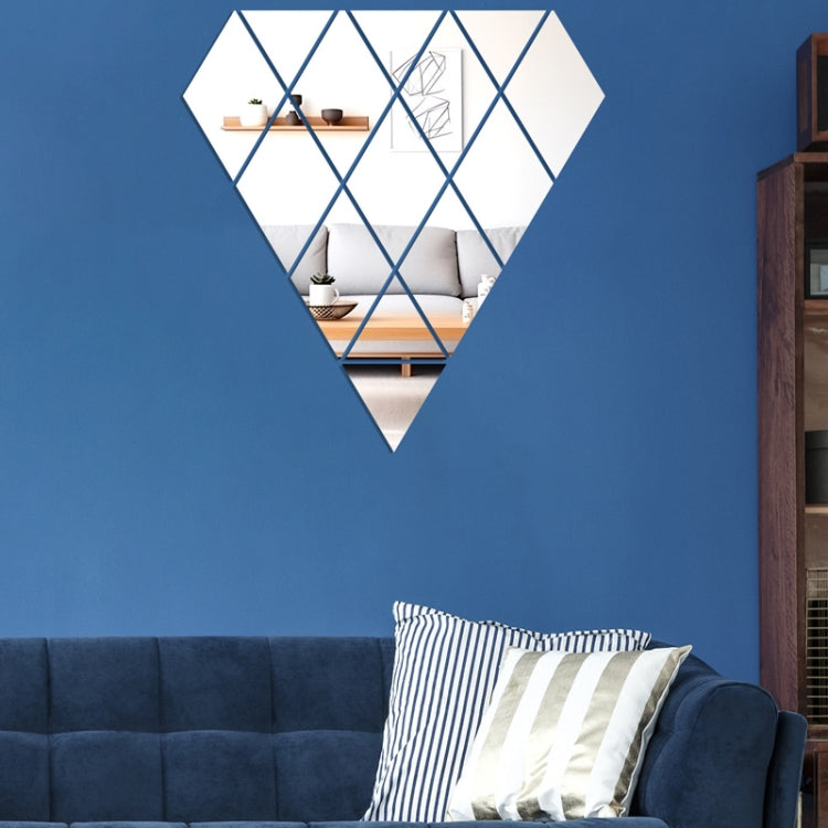14pcs /Set Acrylic Diamond Mirror Stereo Wall Stickers Home Background Wall Decoration