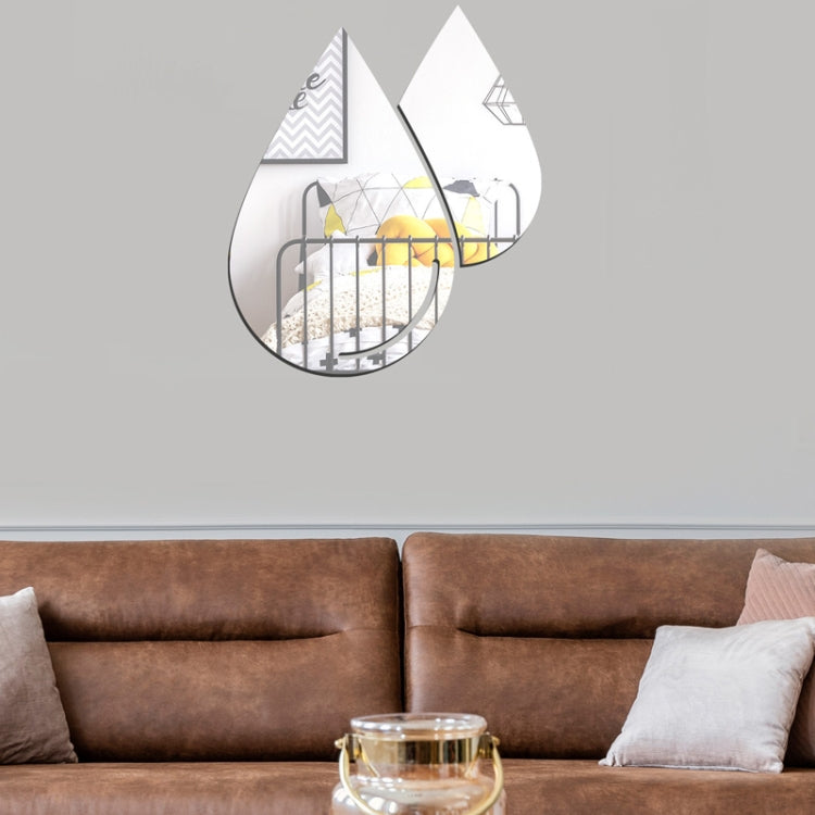 2pcs /Set Acrylic Water Drops Mirror Stereo Wall Stickers Living Room Bedroom Decorative Stickers Soft Mirror