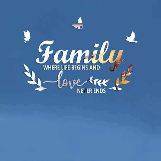 Acrylic Family Love 3D Mirror Wall Decals - Self-Adhesive Home Decor