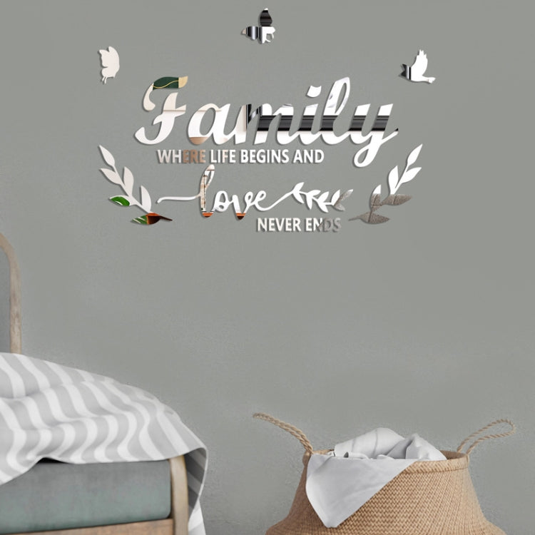 Acrylic Family Love 3D Mirror Wall Decals - Self-Adhesive Home Decor