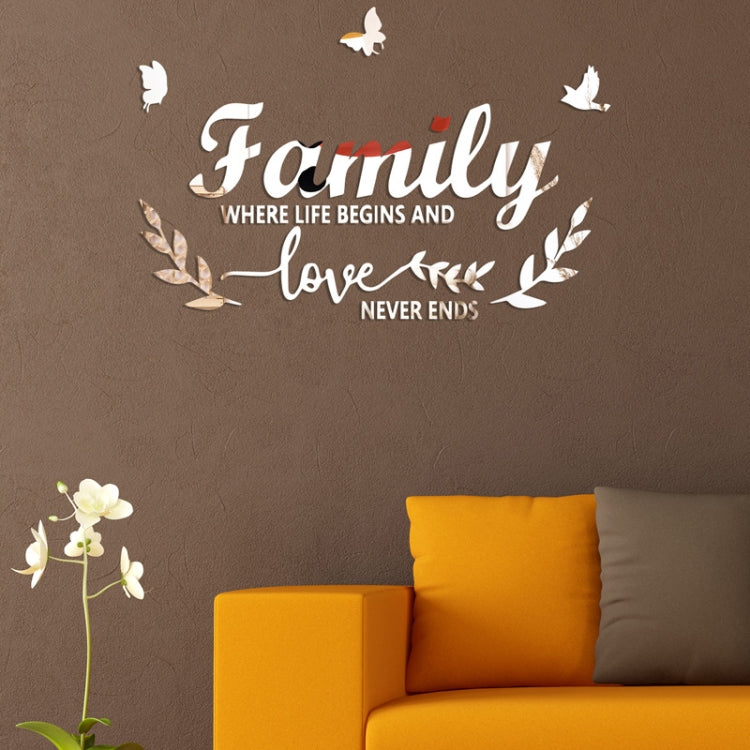 Acrylic Family Love 3D Mirror Wall Decals - Self-Adhesive Home Decor