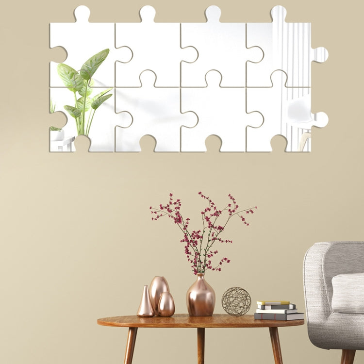 8pcs /Set Acrylic Square Puzzle Mirror Wall Sticker Home Decoration Soft Mirror