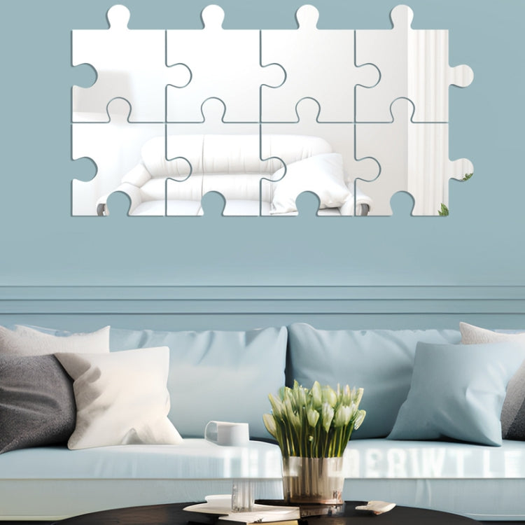 8pcs /Set Acrylic Square Puzzle Mirror Wall Sticker Home Decoration Soft Mirror