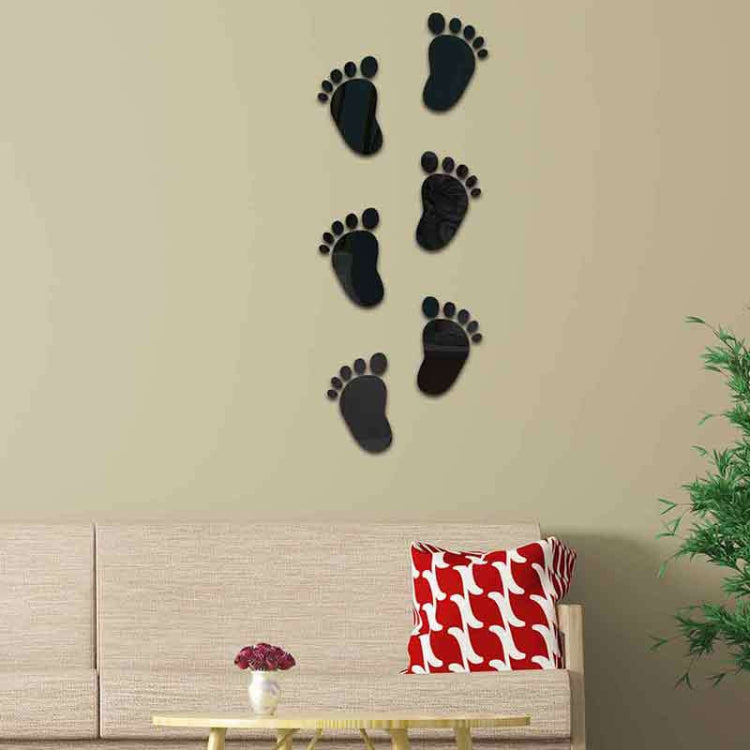 36pcs /Set Acrylic Small Feet Stereo Wall Stickers Home Decoration Soft Mirror