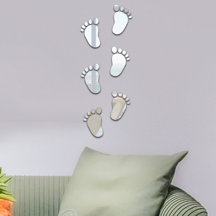 36pcs /Set Acrylic Small Feet Stereo Wall Stickers Home Decoration Soft Mirror