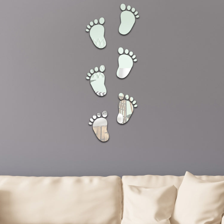 36pcs /Set Acrylic Small Feet Stereo Wall Stickers Home Decoration Soft Mirror