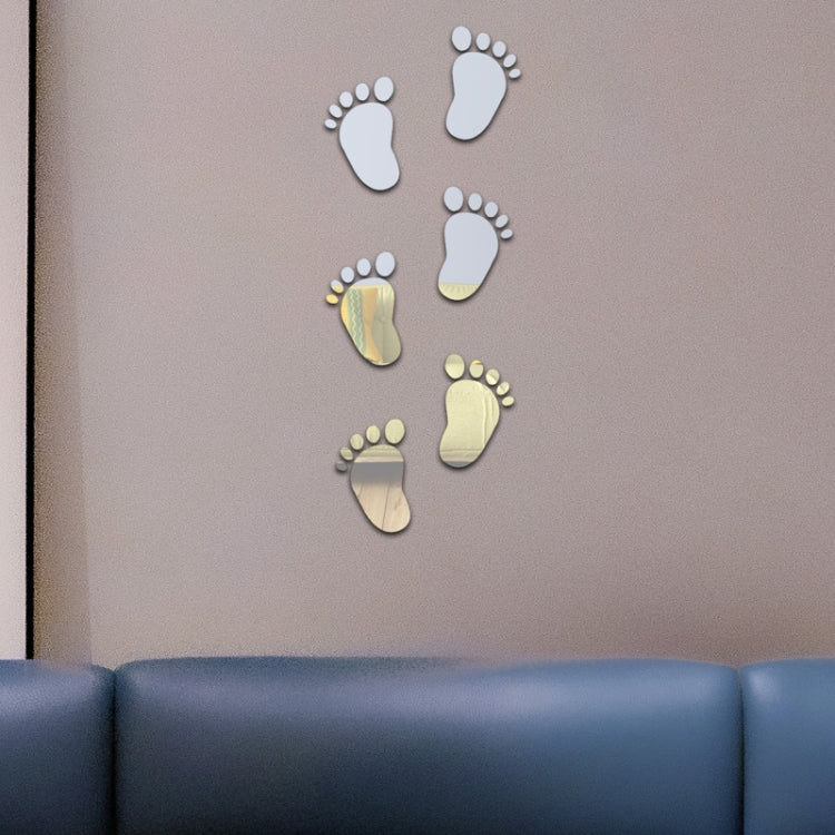 36pcs /Set Acrylic Small Feet Stereo Wall Stickers Home Decoration Soft Mirror