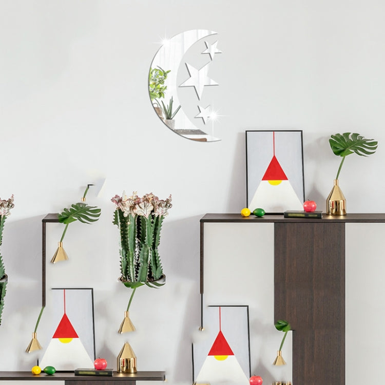 4pcs /Set Acrylic Moon Stars Mirror Wall Sticker Home Decoration Soft Mirror