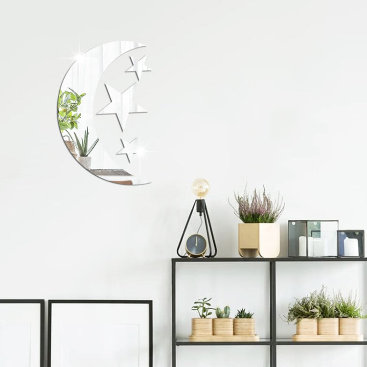 4pcs /Set Acrylic Moon Stars Mirror Wall Sticker Home Decoration Soft Mirror
