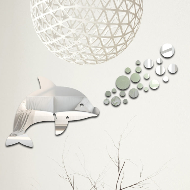 22pcs /Set Acrylic Dolphin Spitting Bubbles Mirror Wall Sticker Home Decoration Soft Mirror