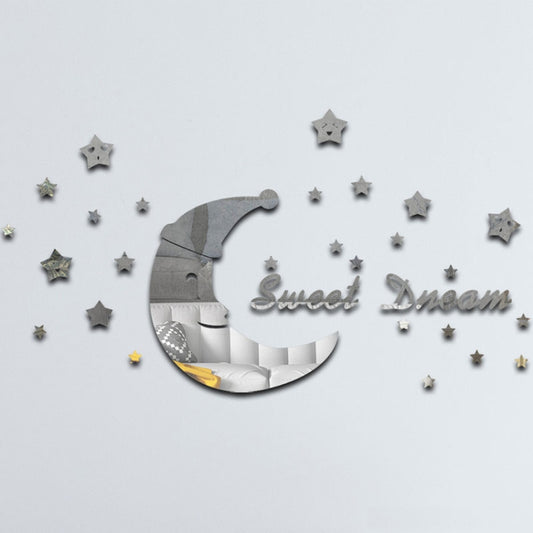 32pcs /Set Acrylic SweetDream Mirror Stereo Wall Stickers Home Decoration Soft Mirror