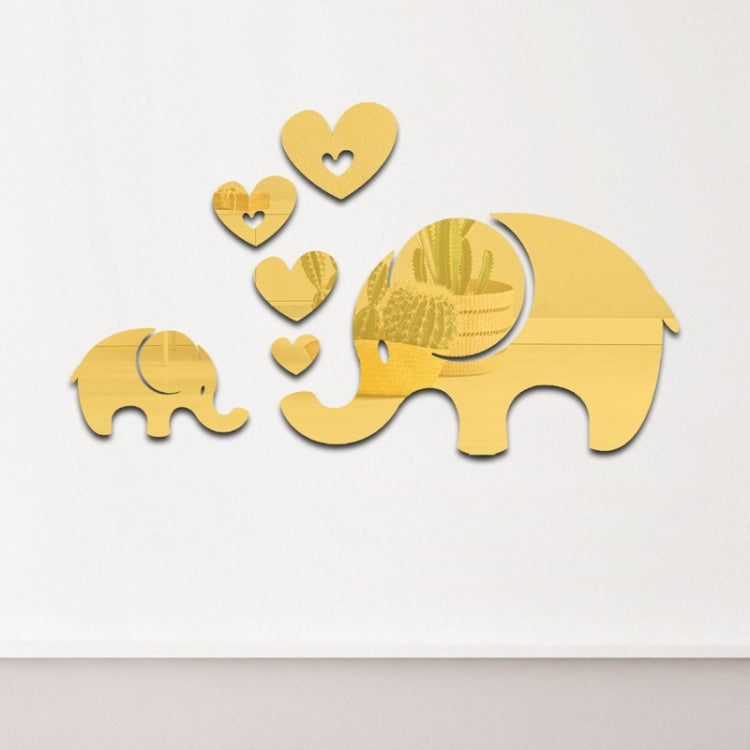 6pcs /Set Acrylic Elephant Mirror Stereo Wall Stickers Home Decoration Soft Mirror