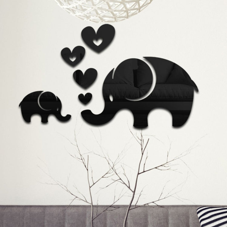 6pcs /Set Acrylic Elephant Mirror Stereo Wall Stickers Home Decoration Soft Mirror