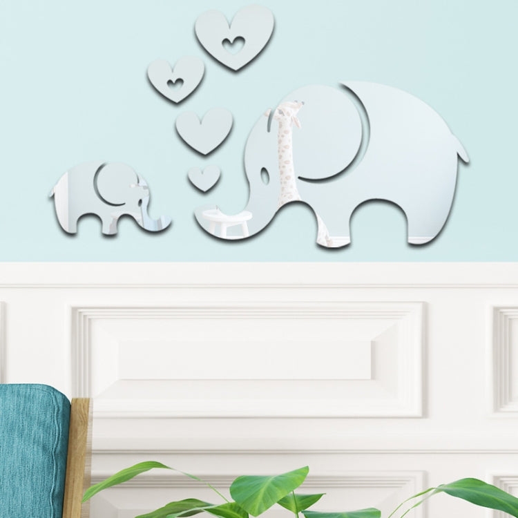 6pcs /Set Acrylic Elephant Mirror Stereo Wall Stickers Home Decoration Soft Mirror