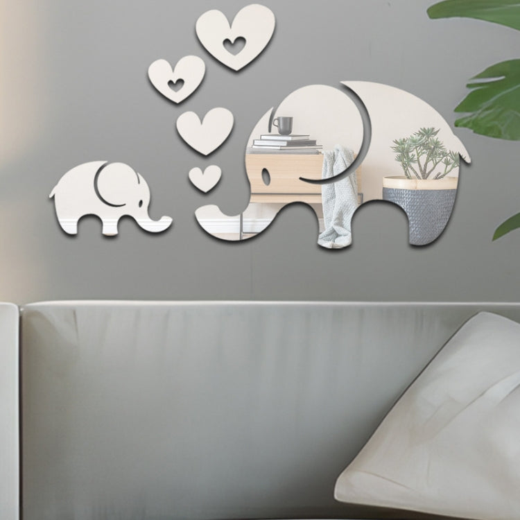 6pcs /Set Acrylic Elephant Mirror Stereo Wall Stickers Home Decoration Soft Mirror