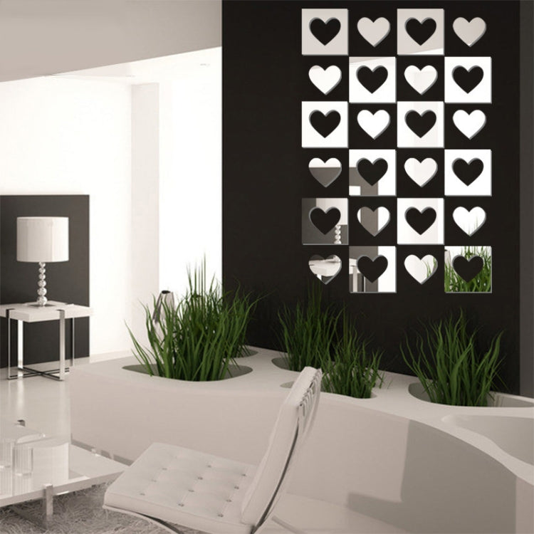 6pcs /Set Acrylic Heart Combination Mirror Stereo Wall Stickers Home Decoration Soft Mirror