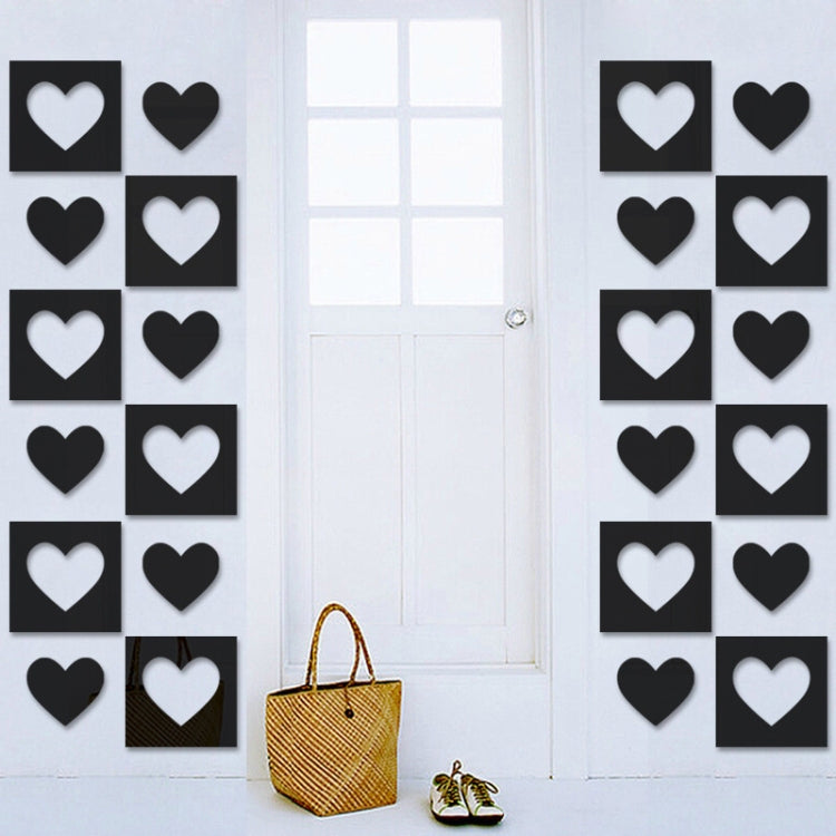 6pcs /Set Acrylic Heart Combination Mirror Stereo Wall Stickers Home Decoration Soft Mirror
