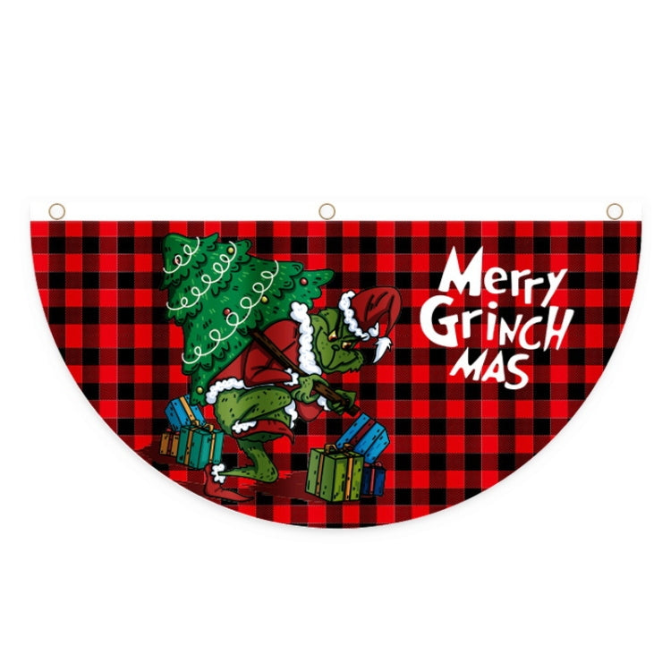 Cartoon Printed Outdoor Fan-shaped Hanging Flag Christmas Decorations