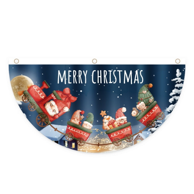 Cartoon Printed Outdoor Fan-shaped Hanging Flag Christmas Decorations