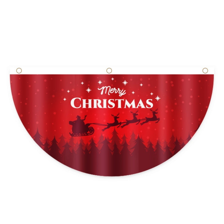 Cartoon Printed Outdoor Fan-shaped Hanging Flag Christmas Decorations