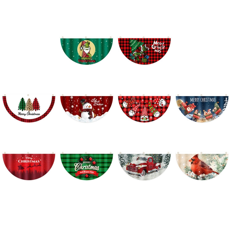 Cartoon Printed Outdoor Fan-shaped Hanging Flag Christmas Decorations