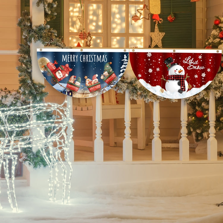 Cartoon Printed Outdoor Fan-shaped Hanging Flag Christmas Decorations