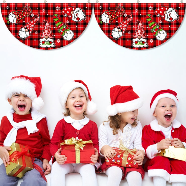 Cartoon Printed Outdoor Fan-shaped Hanging Flag Christmas Decorations